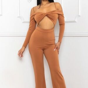 Open Shoulder Cutout Detail Jumpsuit